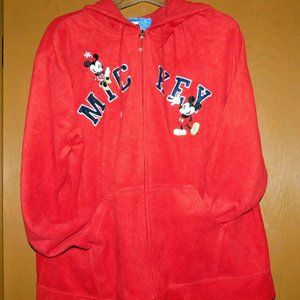 Disney Mickey Minnie Red Fleece Sweatshirt Zips 1X Womens